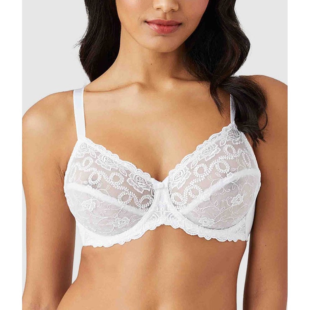 Wacoal Renaissance Rose Underwire Bra 38DD White Lace Floral Lingerie 85720